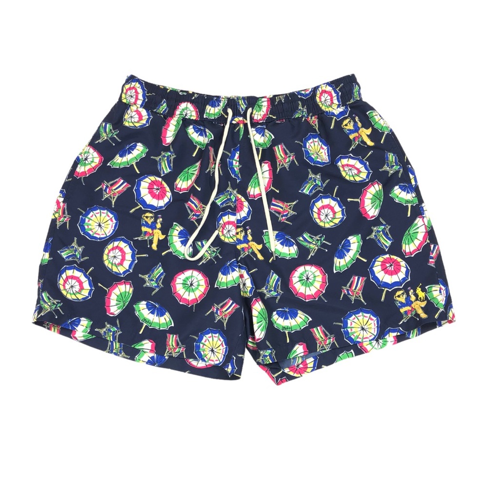 Polo Ralph Lauren Men's Swim Trunks Size 2XL Chairs Umbrellas 5" Inseam Lined